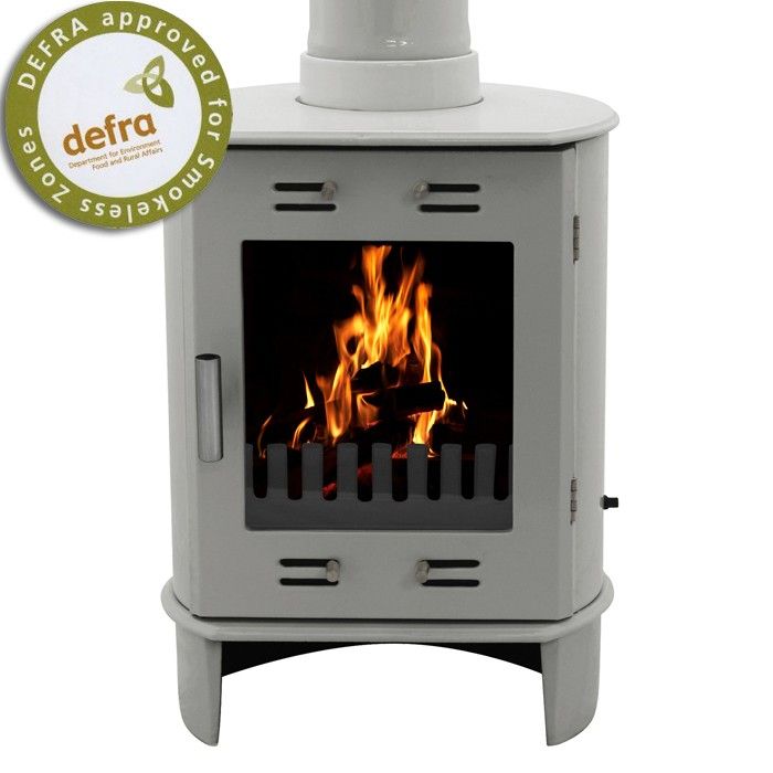Carron Dante Ash Grey Enamel Wood burning | Leeds Stove Centre