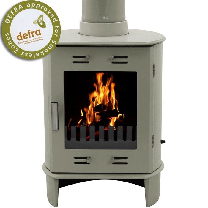 Carron Dante Sage Green Enamel Wood burning | Leeds Stove Centre